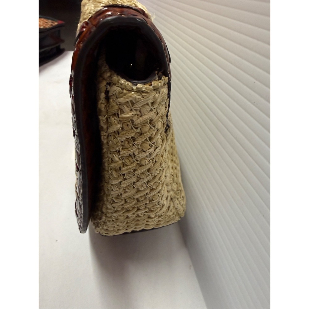 NWT BRAHMIN Le Jardin Collection Sandrine Straw Clutch - Natural w/Floral Accent - Picture 5 of 12